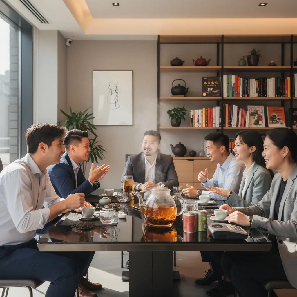 Egy teáskanál Yunnan arany tea, mellette egy kis méz a természetes édességért.